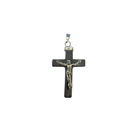 Pendentif croix en hématite Christ